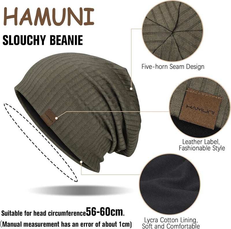 HAMUNI Slouchy Beanie for Men Women Soft Lightweight Running Beanie Hat Chemo Cap Skull Cap - Image 2